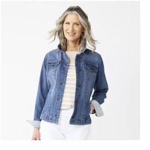 CROFT & BARROW BEIGE CLASSIC STRIPE BOATNECK TOP SIZE L  #505